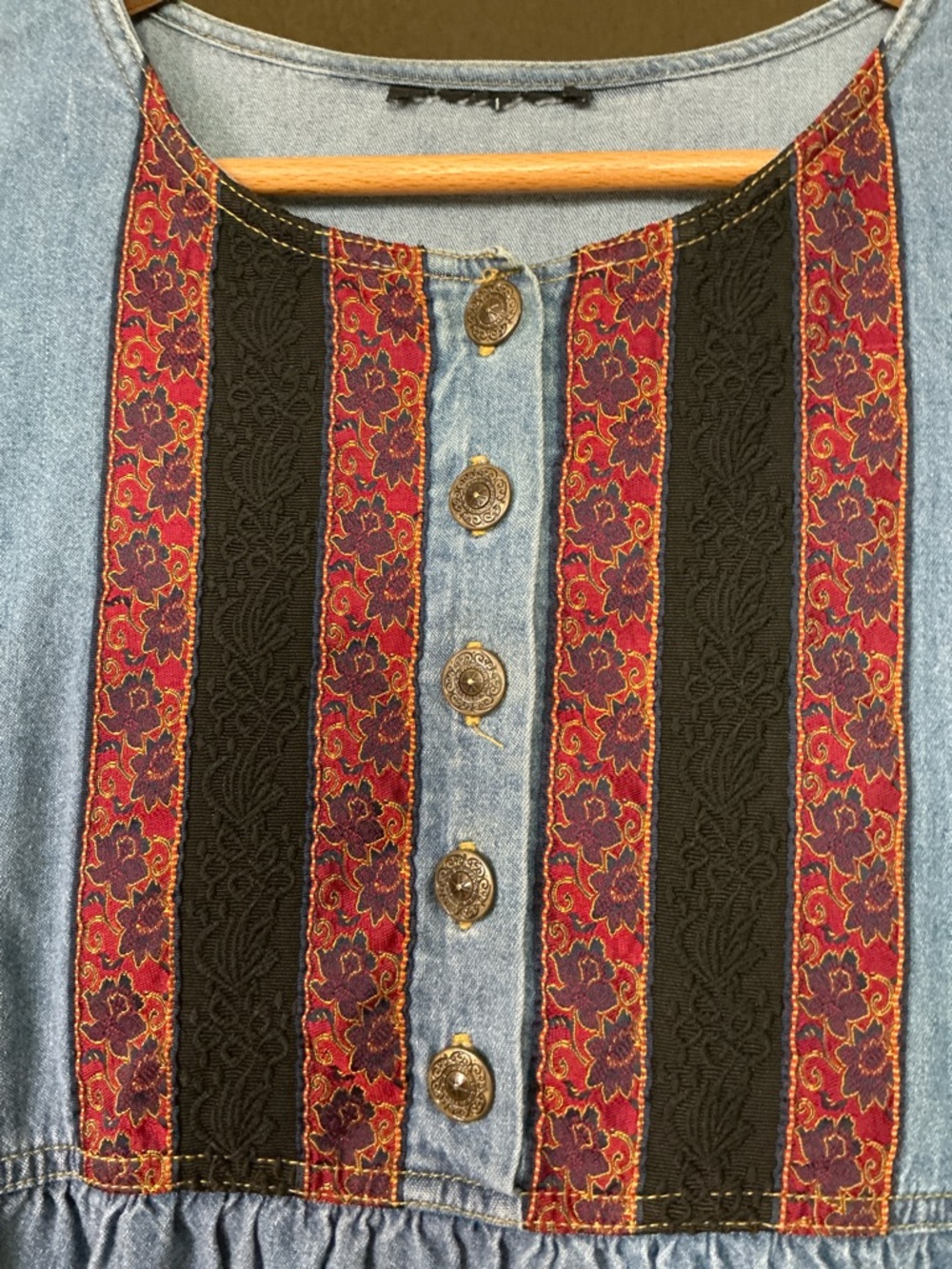 Vintage School Teacher Denim Maxi Dress - Picture 3 of 7